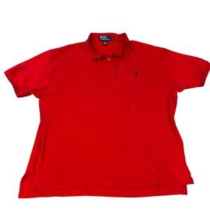 Vintage 1990s Polo Ralph Lauren Red Short Sleeve Cotton Polo Mens Size XL Preppy